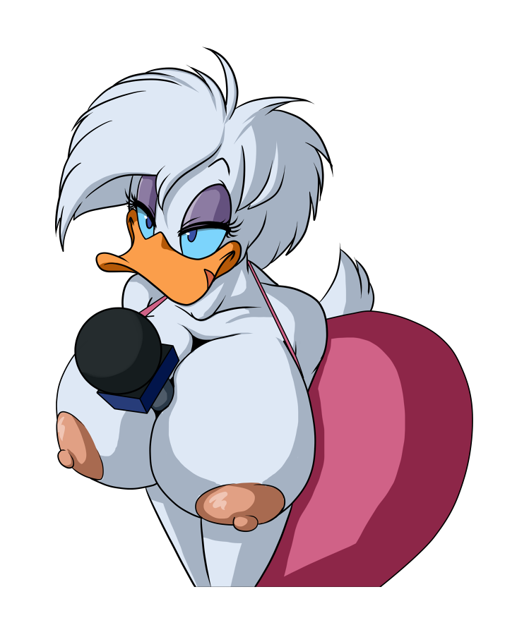 2017 anthro areola avian bedroom_eyes between_breasts big_breasts bird blue_eyes breast_grab breast_squeeze breasts clothed clothing daisy_duck disney dress duck exposed_breasts eyelashes eyeshadow hair half-closed_eyes hand_on_breast holding_microphone huge_breasts leaning leaning_forward licking licking_lips lordstevie makeup microphone nipples quack_pack seductive short_hair simple_background tongue tongue_out