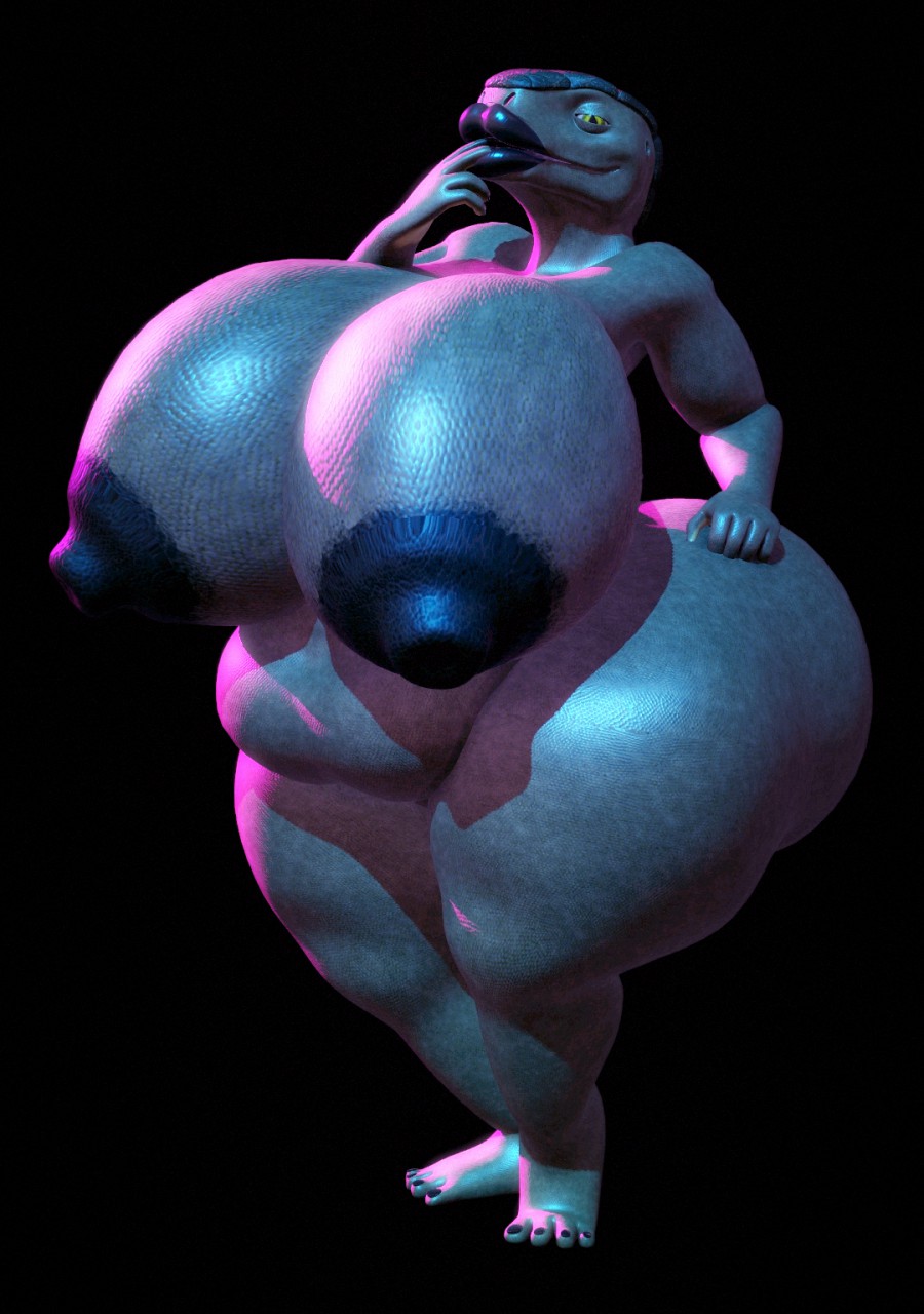 3d_(artwork) belly big_breasts big_butt big_lips breasts butt digital_media_(artwork) dr-0range huge_breasts huge_butt hyper hyper_breasts hyper_butt lips lizard looking_at_viewer matilda_magnusson nipples nude overweight reptile scalie simple_background solo