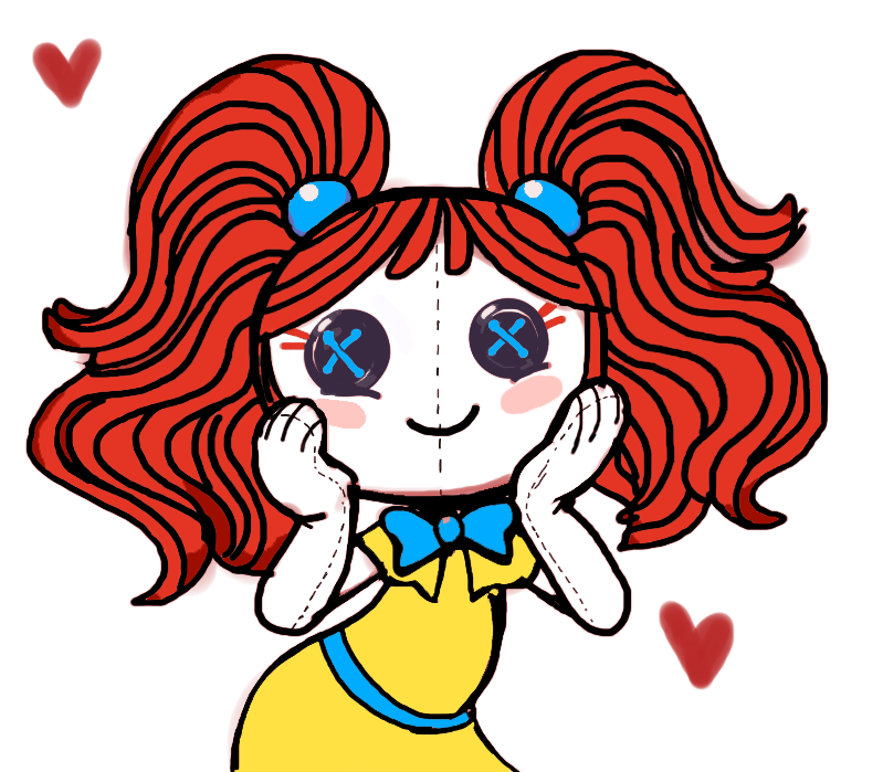animate_inanimate button_eyes clothing doll dress female hair long_hair outta_sync pigtails red_hair rubilocks solo