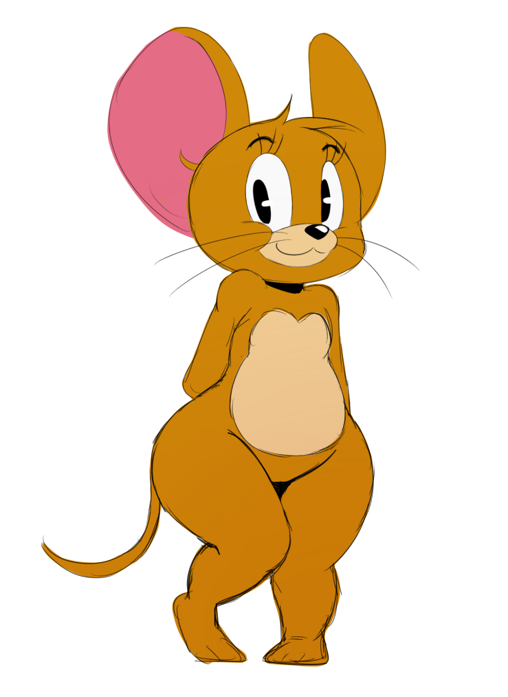 anthro eyelashes fur jerry_(tom_&amp;_jerry) looking_at_viewer male mammal mouse nude rodent simple_background smile solo sssonic2 standing thick_thighs whiskers