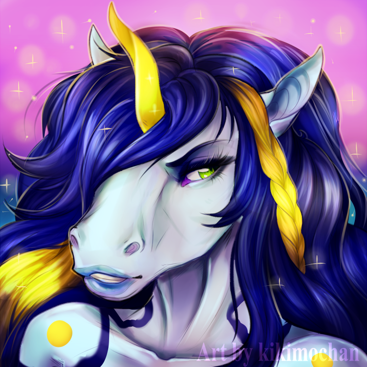 equine female headshot horn horse kikimochan mammal morgana unicorn