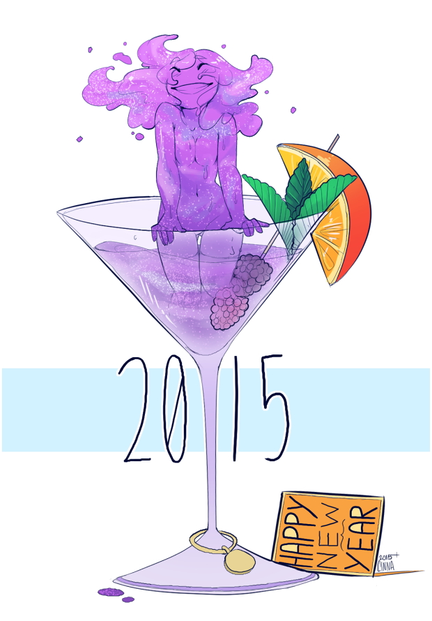 2015 5_fingers alcohol arm_support beverage biped blue_background blush breast_squish breasts cocktail digital_drawing_(artwork) digital_media_(artwork) dripping english_text eyes_closed featureless_breasts featureless_crotch female food food_creature front_view fruit full-length_portrait glass goo_creature goo_hair hair holiday_message holidays humanoid humanoid_hands in_cup kneeling long_hair martini martini_glass medium_breasts micro mint_leaf_(food) multicolored_body multicolored_hair navel nepetacide new_year not_furry nude orange_(fruit) pink_body pink_hair portrait purple_body purple_hair raspberry shiny signature simple_background slim small_waist smile solo spotted_body spotted_hair text voluptuous white_background white_body white_hair
