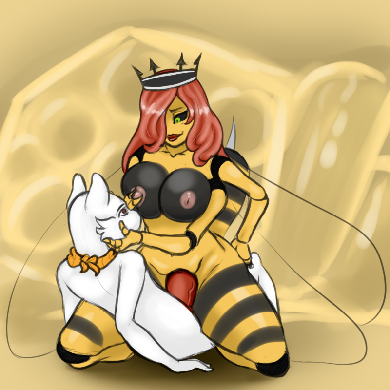 anthro arthropod bandanna bee big_breasts breasts canine duo erection female hair insect insect_wings jax_bline male male/female mammal nipples nude nukenugget penetration penis pussy sex simple_background smile vaginal vaginal_penetration wings wolf