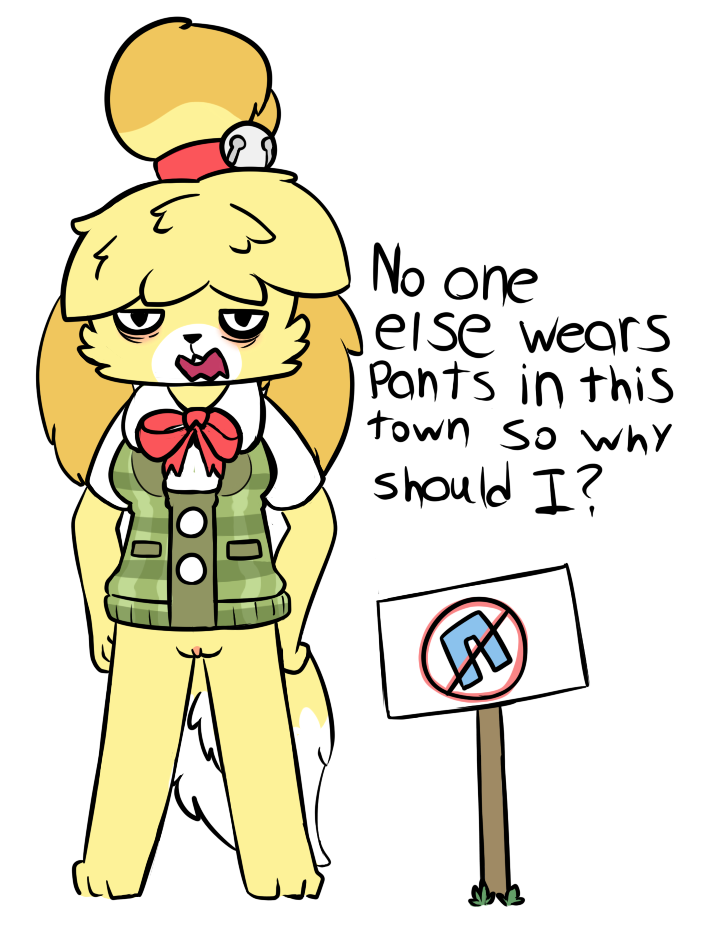 animal_crossing bell bow canine dog female isabelle_(animal_crossing) mammal nintendo piebunny pussy sign tired video_games