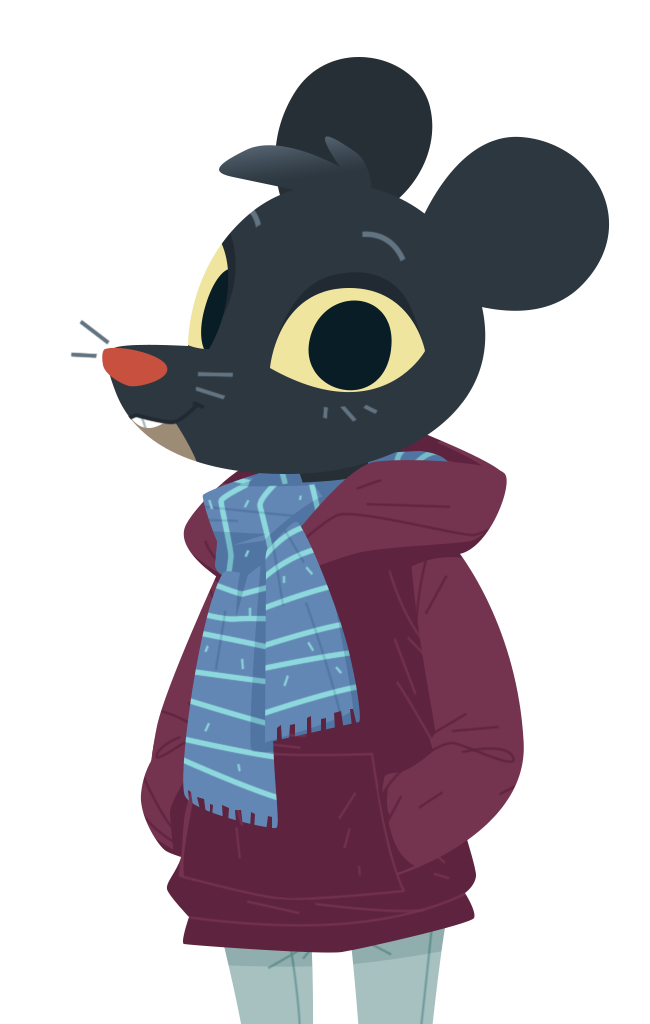 anthro buckteeth clothed clothing equestria-prevails female fully_clothed hoodie looking_at_viewer lori_m._(nitw) mammal mouse night_in_the_woods rodent scarf smile solo teeth whiskers