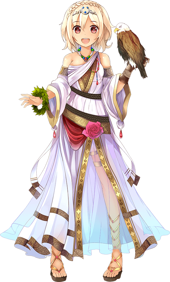 :d bald_eagle bare_shoulders bird blonde_hair braid castel_del_monte_(oshiro_project) crown_braid detached_sleeves eagle eyebrows_visible_through_hair full_body official_art open_mouth oshiro_project oshiro_project_re red_eyes smile standing taicho128 transparent_background