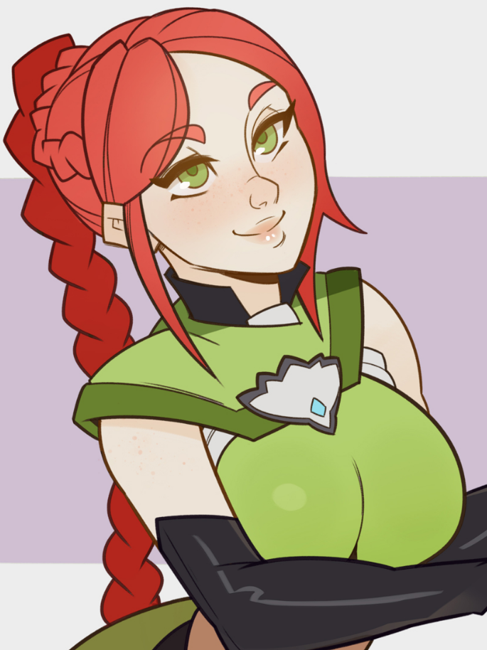 1girl breasts cassie_(paladins) green_eyes large_breasts long_hair paladins red_hair