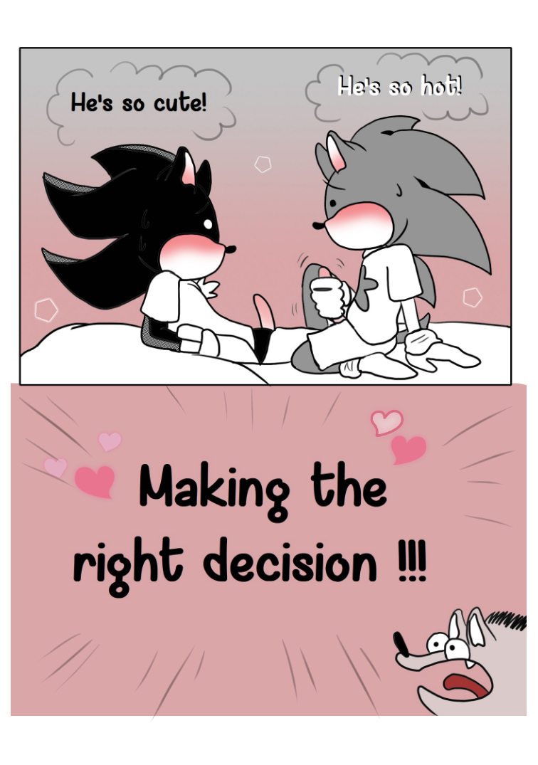 ! &lt;3 5_fingers blush clothed clothing comic didichann duo english_text erection gloves hedgehog humanoid_penis male male/male mammal masturbation penile_masturbation penis sex shadow_the_hedgehog sonic_(series) sonic_the_hedgehog sweat text