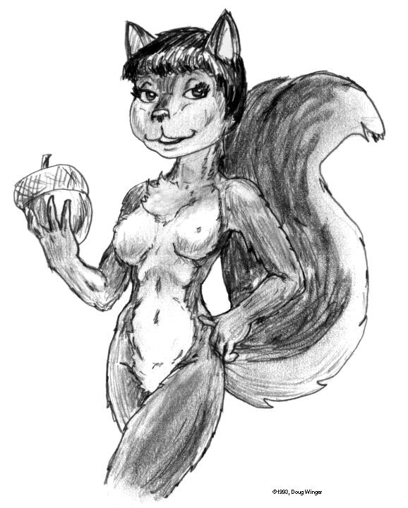 1993 acorn anthro breasts doug_winger female mammal nude nut rodent solo squirrel