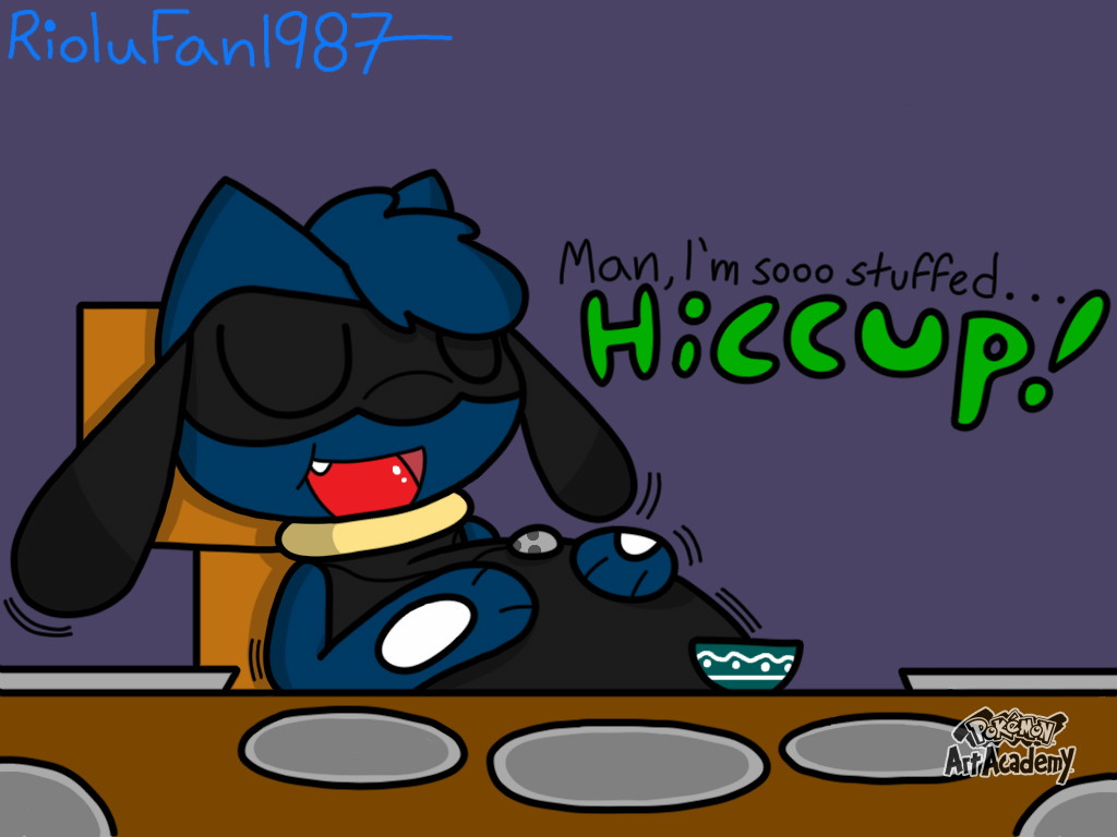 bloated hic hiccups invalid_tag kailob nintendo overweight pok&eacute;mon riolu slightly_chubby stuffing video_games