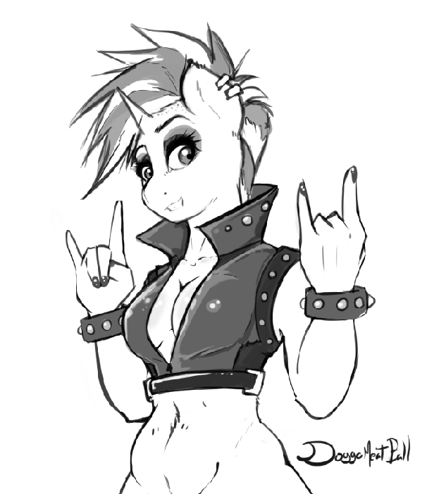 2017 anthro breasts clothing doggomeatball equine female friendship_is_magic hair horn horse mammal my_little_pony pony punk rarity_(mlp) rock smile solo