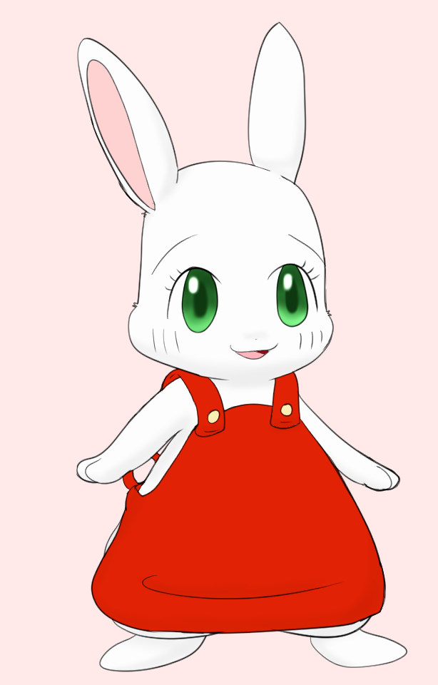 2017 apron chima's_mother clothing clover's_mother eyelashes female fur green_eyes happy_happy_clover lago lagomorph long_ears mammal mother parent rabbit smile solo standing white_fur