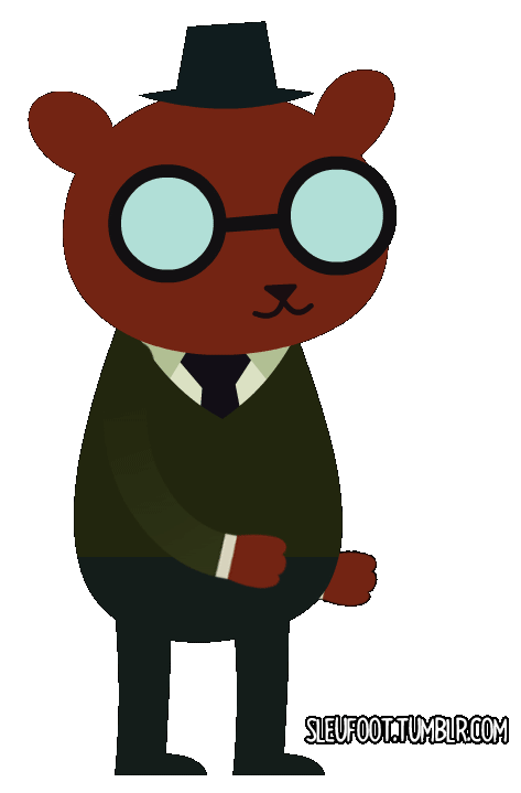 2017 angus_(nitw) animated anthro brown_fur clothed clothing cute dancing eyewear fedora fuly_clothed fur glasses hat invalid_tag loop necktie night_in_the_woods pants shirt sleufoot smile solo sweater
