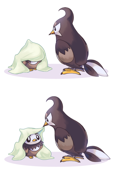 beak bird cloak comic feathers gen_4_pokemon ibui_matsumoto no_humans pokemon pokemon_(creature) staravia starly