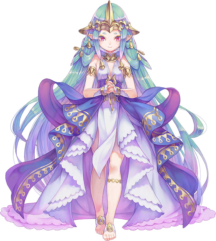 absurdly_long_hair armlet barefoot barefoot_sandals bracelet bridal_gauntlets dress full_body green_hair haccan hair_rings hands_clasped headpiece jewelry leglet long_hair luca_(seiken_densetsu) official_art own_hands_together pointy_ears sash seiken_densetsu seiken_densetsu_2 simple_background smile solo square_enix standing thick_eyebrows toes very_long_hair white_background