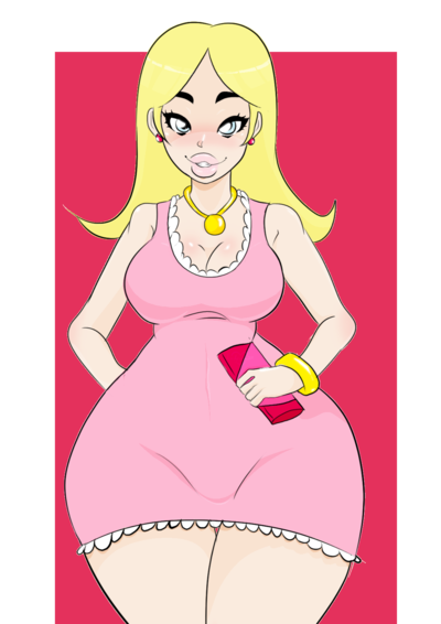 1girl american_dad! blonde_hair bracelet breasts eyebrows eyelashes francine_smith jewelry necklace solo wide_hips