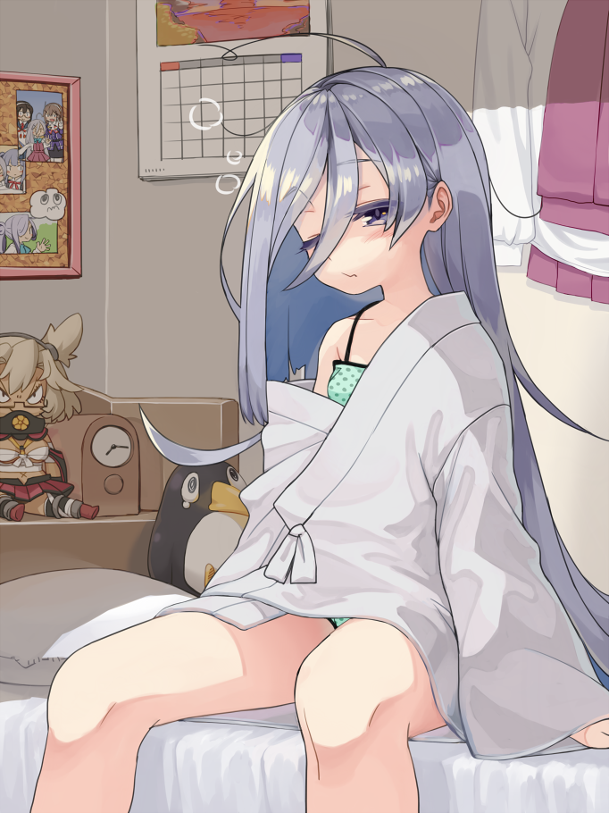 &gt;:) :d ahoge aqua_bow aqua_bra aqua_neckwear aqua_panties arms_at_sides asashimo_(kantai_collection) ascot ashigara_(kantai_collection) bandaged_leg bandages bangs bare_legs bare_shoulders bathrobe bed bed_sheet bird black_hair black_legwear black_ribbon black_skirt blue_skirt blush bow bowtie bra breasts brown_hair bubble budget_sarashi calendar_(object) character_doll clock closed_mouth clothes_on_wall collarbone collared_shirt colored_eyelashes commentary_request constricted_pupils corkboard dark_skin eyebrows_visible_through_hair eyes_visible_through_hair failure_penguin feet_out_of_frame glasses gloves hair_between_eyes hair_over_one_eye hair_ribbon hairband headgear huge_ahoge indoors kantai_collection kasumi_(kantai_collection) kiyoshimo_(kantai_collection) legs legs_apart light_brown_hair long_hair long_sleeves looking_away messy_hair military military_uniform miniskirt miss_cloud monaka_ooji musashi_(kantai_collection) navel necktie off_shoulder on_bed one_eye_closed ooyodo_(kantai_collection) open_mouth panties pantyhose pencil_skirt penguin photo_(object) pillow pleated_skirt polka_dot polka_dot_bra polka_dot_panties purple_eyes purple_pupils purple_skirt purple_vest raised_eyebrows red_neckwear red_ribbon red_skirt remodel_(kantai_collection) ribbon robe room sarashi school_uniform serafuku shirt side_ponytail silver_hair sitting sitting_on_bed skirt sleepy small_breasts smile smirk solo thighhighs two_side_up underboob underwear uniform v v-shaped_eyebrows very_long_hair vest waking_up waving wavy_mouth white_gloves white_hairband white_legwear white_shirt wide_sleeves