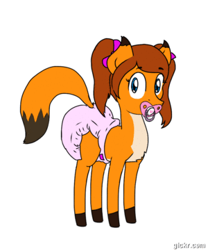 abdl animated canine cute diaper equine female fox hybrid killian_joy looking_at_viewer loop mammal pacifier pigtails simple_background solo sunnyside white_background