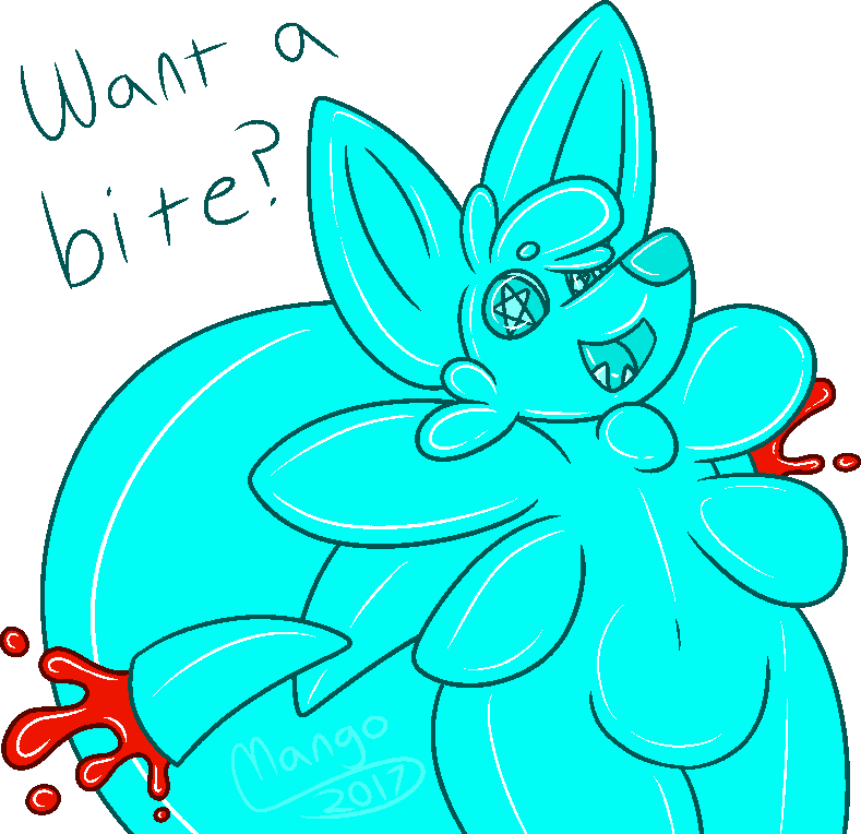 2017 alpha_channel amputation azul_(ltcabbitsu) blood blue_eyes candy_gore canine coyote gummy jelly looking_at_viewer ltcabbitsu mammal open_mouth signature simple_background slightly_chubby solo transparent_background