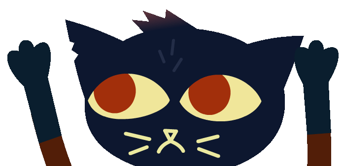2017 ambiguous_gender animated anthro black_fur cat cute dark_fur daww feline frown fur mae_(nitw) mammal night_in_the_woods notched_ear paws red_eyes red_irises sleufoot solo tuft whiskers yellow_sclera