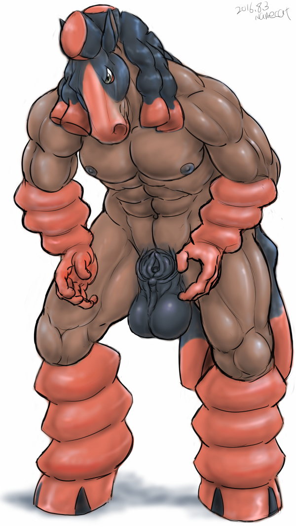 2016 5_fingers abs angry animal_genitalia animal_penis anthro anthrofied arm_tuft balls biceps big_balls biped black_balls black_body black_hair black_nipples black_penis black_tail brown_body collarbone digital_drawing_(artwork) digital_media_(artwork) dreadlocks equine equine_penis facial_markings front_view frown full-length_portrait fully_sheathed grey_eyes hair humanoid_hands japanese kemono leaning leaning_forward leg_tuft male mammal mane markings mudsdale multicolored_body multicolored_hair muscular muscular_male muzzle_(marking) namecat navel nintendo nipples nude orange_body orange_hair orange_tail pecs penis pok&eacute;mon pok&eacute;mon_(species) pok&eacute;morph portrait pseudo_clothing quads shadow sheath simple_background solo standing two_tone_hair two_tone_tail veiny_muscles video_games white_background