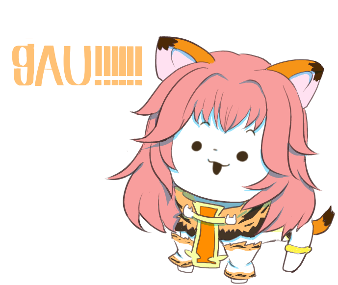 animal_ears cosplay farfalia full_body gao lion_ears lion_tail long_hair no_humans noyoshi_nora open_mouth pink_hair pop-up_story school_uniform solo tail temmie undertale white_background
