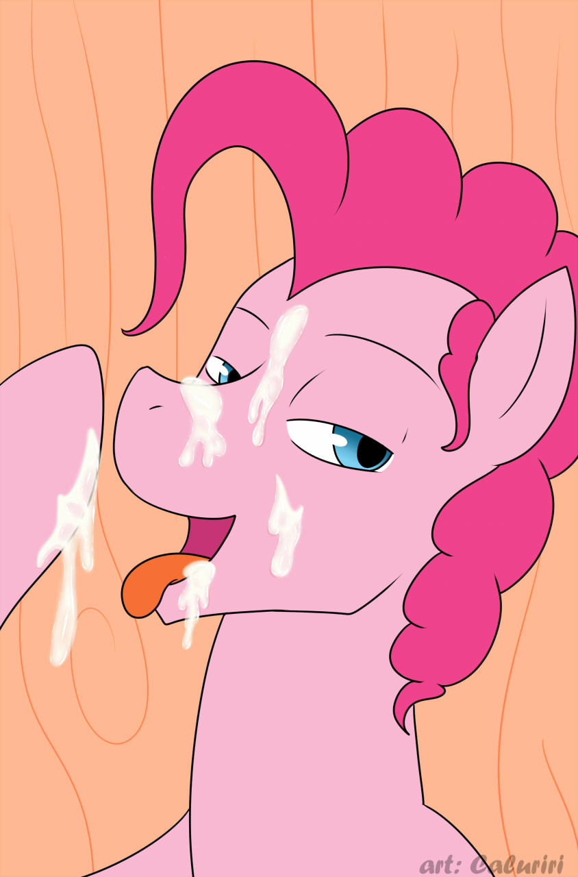 2017 caluriri crossgender cum cum_on_face earth_pony equine friendship_is_magic hair horse mammal my_little_pony open_mouth pink_hair pinkie_pie_(mlp) pony solo tongue tongue_out