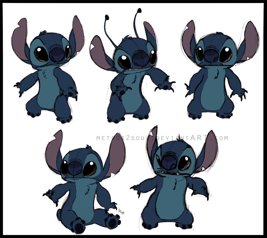 2011 4_fingers 4_toes :| alien antennae atomoemyu black_border black_eyes blue_claws blue_fur blue_nose border chest_tuft claws colored_sketch confusion dipstick_antennae disney experiment_(species) fur head_tuft lilo_and_stitch multiple_poses notched_ear pose simple_background sitting small_tail standing stitch toes tuft url watermark white_background