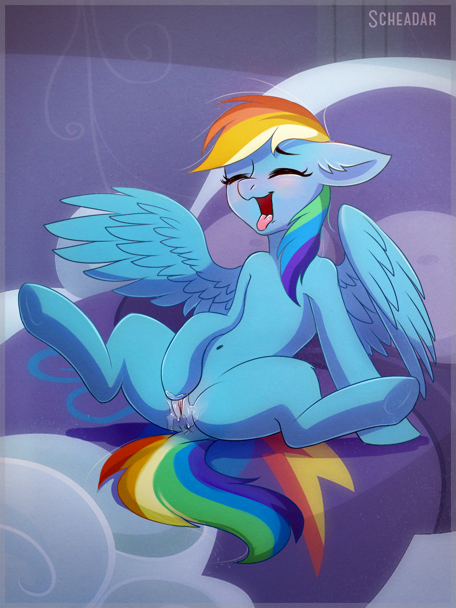 2017 blush equine eyes_closed feathered_wings feathers female friendship_is_magic hair hi_res hooves krrrokozjabrra mammal masturbation my_little_pony pegasus pussy pussy_juice rainbow_dash_(mlp) solo spread_legs spreading tongue tongue_out underhoof wings