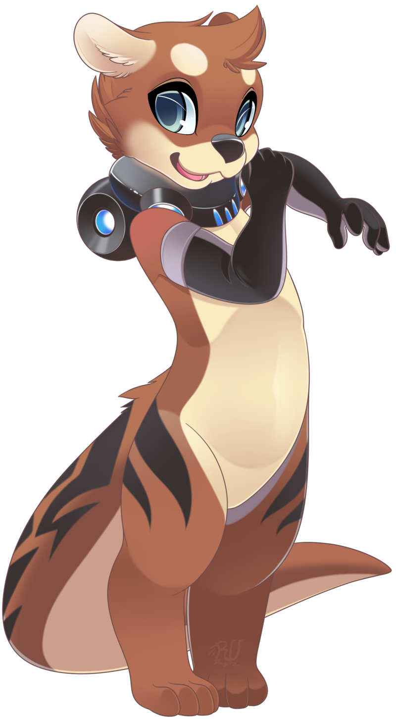 alpha_channel ambiguous_gender anthro armwear blue_eyes brown_fur clothing collar elbow_gloves fur gloves hi_res mammal mustelid open_mouth otter rebreather rudragon tan_fur