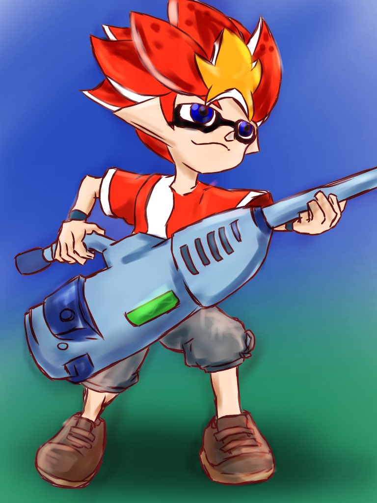 crossover fusion inkling kakeru_(saru_getchu) saru_getchu spike splatoon squid