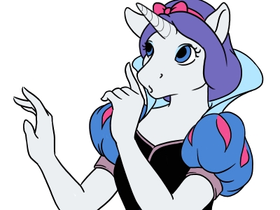 2012 4:3 anthro anthrofied blue_eyes bust_portrait clothing crossover dress equine female friendship_is_magic hair hair_bow hair_ribbon horn kierstal low_res mammal my_little_pony open_mouth portrait purple_hair rarity_(mlp) ribbons simple_background snow_white solo unicorn white_background