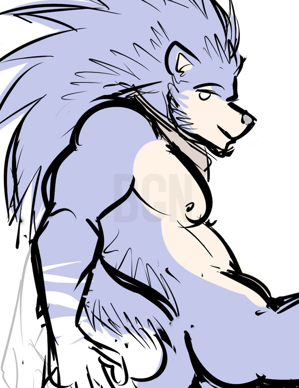 2014 anthro bgn biped blue_fur blue_tail countershade_face countershade_torso countershading digital_media_(artwork) empty_eyes fur grey_nose hedgehog looking_at_viewer male mammal multicolored_fur nipples nude reclining restricted_palette side_view simple_background snout solo sonic_(series) sonic_the_hedgehog two_tone_fur watermark white_background white_countershading white_fur