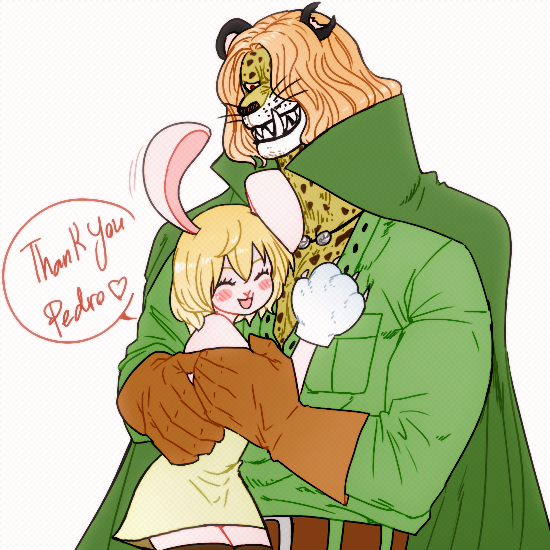 1boy 1girl age_difference carrot_(one_piece) one_piece pedro smile