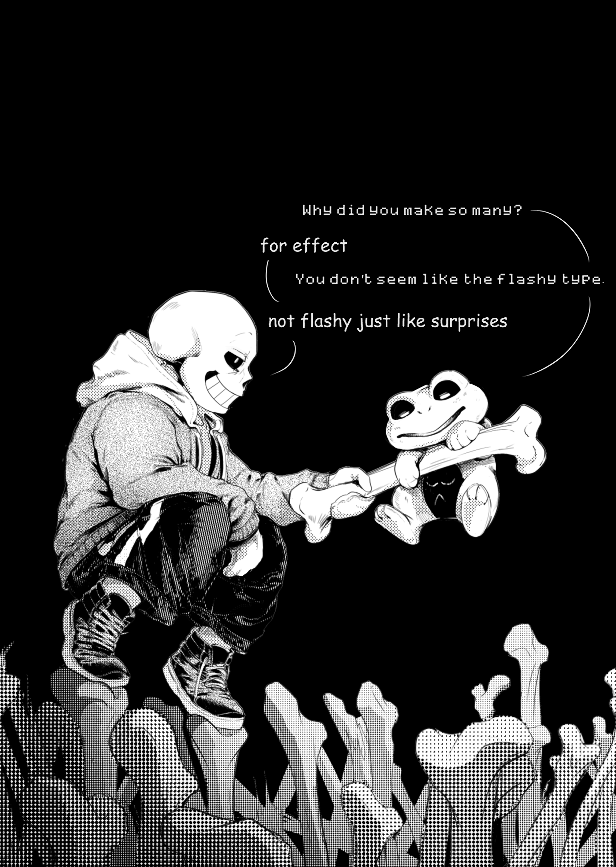 amphibian animated_skeleton bone dialogue english_text froggit jazzycat monochrome sans_(undertale) skeleton text undead undertale video_games