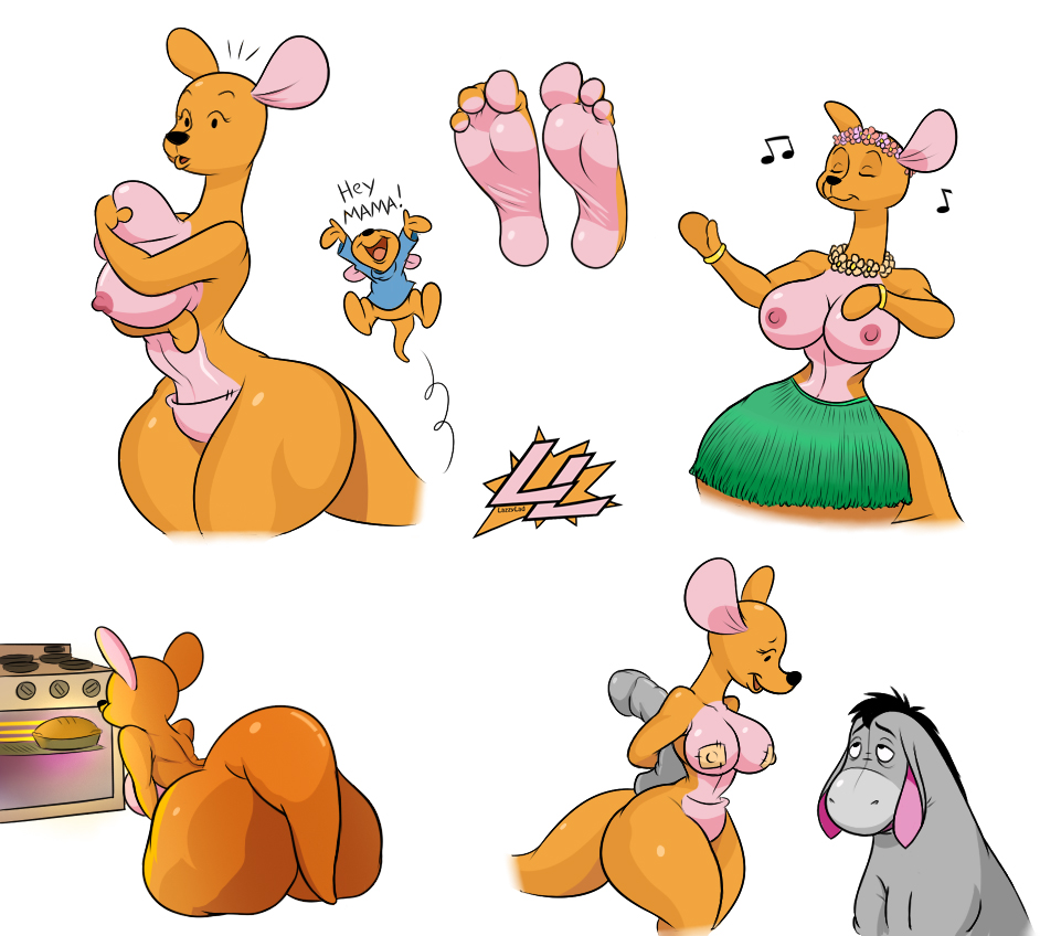 anthro big_breasts big_butt breasts butt clothing dildo disney donkey eeyore english_text equine feet female kanga kangaroo lazzylad mammal marsupial mature mother nipples nude open_mouth parent roo_(winnie_the_pooh) sex_toy soles son text toes tongue winnie_the_pooh_(franchise) young