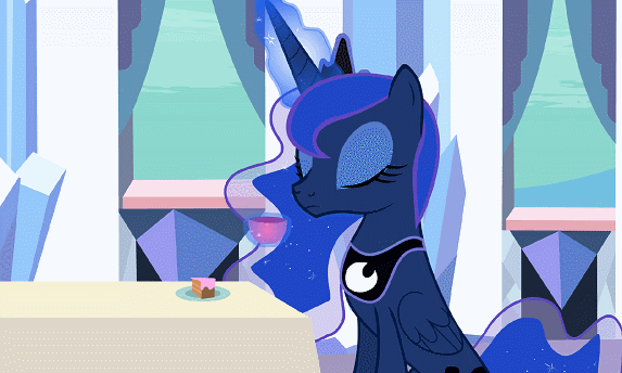 2016 animated cake cosmic_hair crown cup curtains cutie_mark dessert drinking eating equine eyelashes eyes_closed eyeshadow feathered_wings feathers food forgalorga friendship_is_magic hair horn inside jewelry magic makeup mammal muffin multicolored_hair my_little_pony om_nom_nom princess_celestia_(mlp) princess_luna_(mlp) sparkles table teal_eyes unamused window winged_unicorn wings
