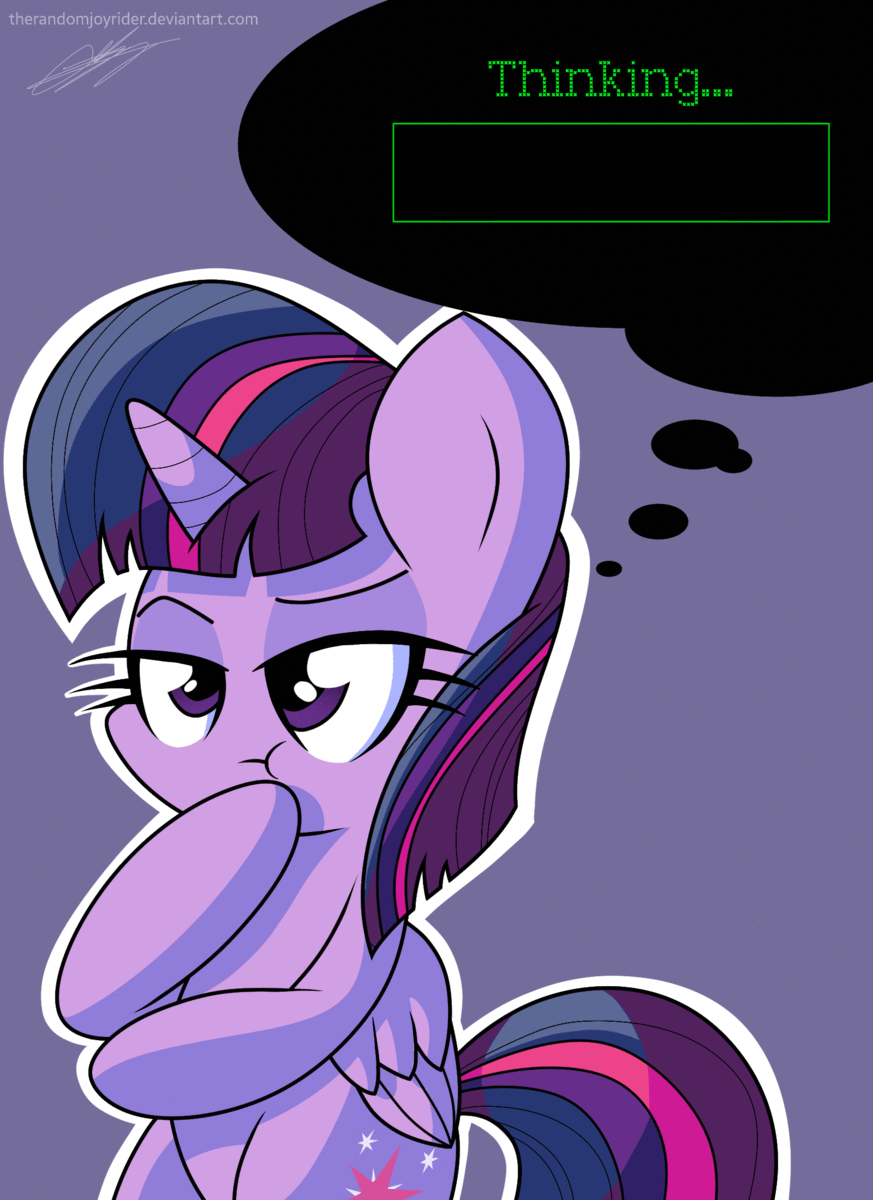 2016 animated cutie_mark english_text equine eyebrows eyelashes feathered_wings feathers female friendship_is_magic grey_background hair half-closed_eyes horn mammal multicolored_hair my_little_pony purple_eyes reaction_image simple_background solo standing text therandomjoyrider thinking thought_bubble twilight_sparkle_(mlp) winged_unicorn wings