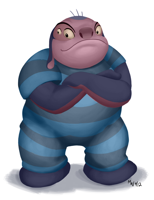 2013 4_eyes alien clothed clothing crossed_arms digital_media_(artwork) disney full-length_portrait jumba_jookiba kweltikwan lilo_and_stitch looking_aside lynxgriffin multi_eye portrait prisoner purple_skin signature simple_background smile solo standing striped_clothing white_background yellow_sclera