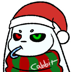 2017 alpha_channel ambiguous_gender cabbit cabbit_king cabbitking candy candy_cane cat christmas feline food fur glowing glowing_eyes green_eyes hat holidays hybrid lagomorph long_ears looking_at_viewer mammal rabbit red_eyes santa_hat scarf signature simple_background solo transparent_background white_fur