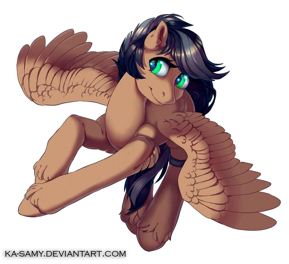 alpha_channel black_hair digital_media_(artwork) equine fan_character feathered_wings feathers female feral fur green_eyes hair hooves ka-samy mammal my_little_pony pegasus simple_background smile solo tan_feathers tan_fur transparent_background wings