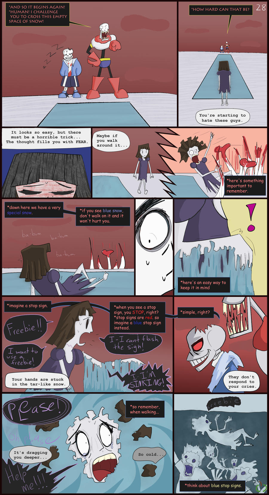 aliza_(horrortale) alternate_universe barefoot bone boss_monster_(undertale) brown_hair clothed clothing comic dialogue english_text exclamation_point feet female hair hi_res horrortale human humanoid male mammal not_furry open_mouth papyrus_(horrortale) papyrus_(undertale) red_eyes sans_(horrortale) sans_(undertale) skeleton sour-apple-studios speech_bubble teeth text undertale undertale_(series) white_body