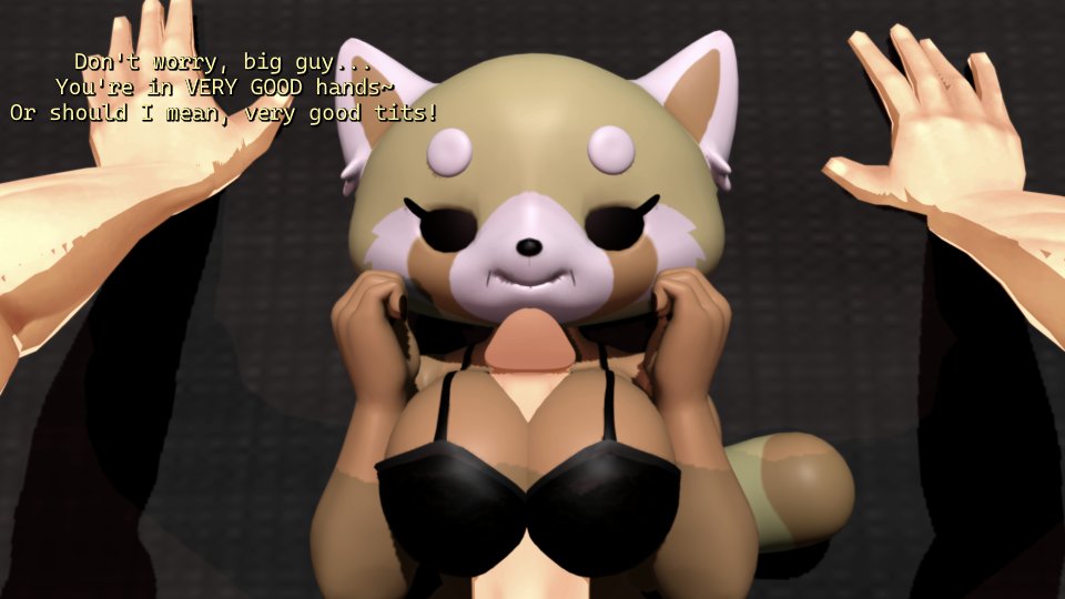 16:9 aggretsuko ailurid anthro big_breasts blender_(software) breast_play breasts clothing duo female first_person_view homo_sapiens human humanoid male male/female mammal mature_female pov_hands pov_titfuck red_panda retsuko's_mother s1m0n sanrio sex titfuck topwear widescreen