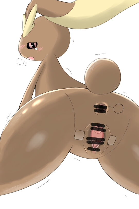 1girl anus artist_request ass censored furry lopunny pokemon purple_eyes pussy solo