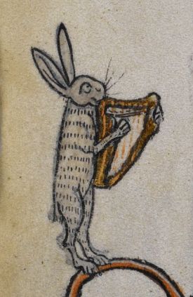 ambiguous_gender ancient_art anthro black_eyes formal_art fur grey_body grey_fur harp lagomorph leporid low_res mammal musical_instrument nude playing_music plucked_string_instrument rabbit solo standing string_instrument traditional_media_(artwork) unknown_artist whiskers