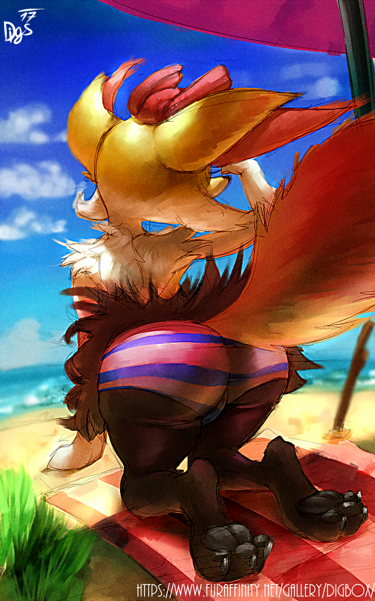 braixen butt clothing digbox female nintendo pok&eacute;mon pok&eacute;mon_(species) solo swimsuit video_games