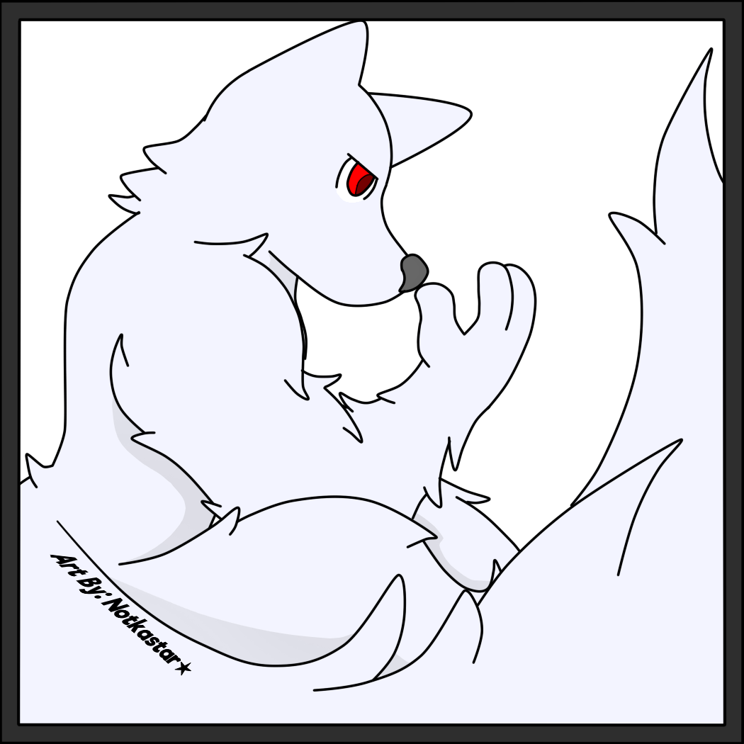 2017 alpha_channel ambiguous_gender anthro canine creepypasta digital_media_(artwork) english_text fur hair hi_res male mammal notkastar_(artist) nude red_eyes simple_background sketch solo text white_fur