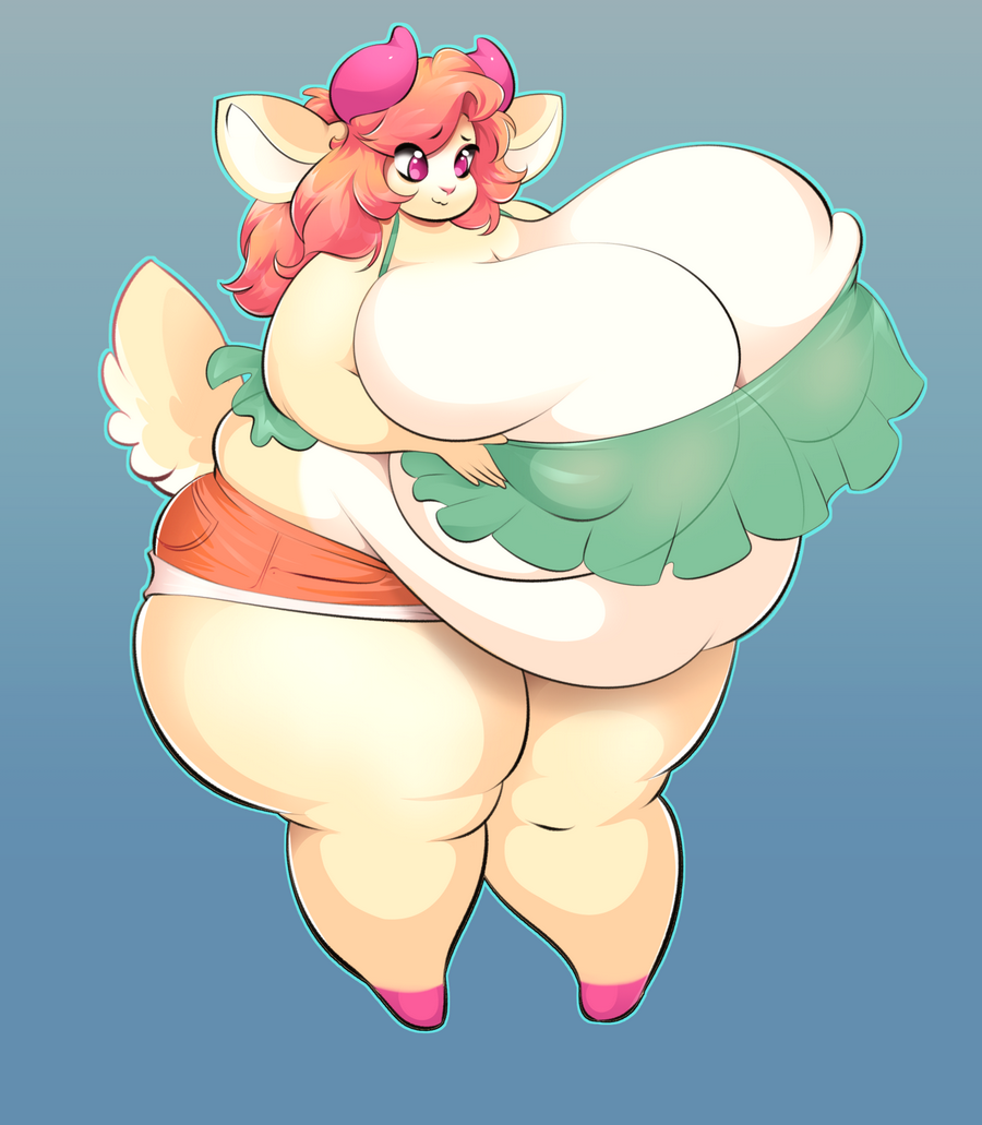 belly big_belly big_breasts breast_squish breasts cervine clothing deer female hair horn huge_breasts hybrid hyper hyper_breasts ishibu mammal obese overweight overweight_female simple_background slightly_chubby solo translucent transparent_clothing