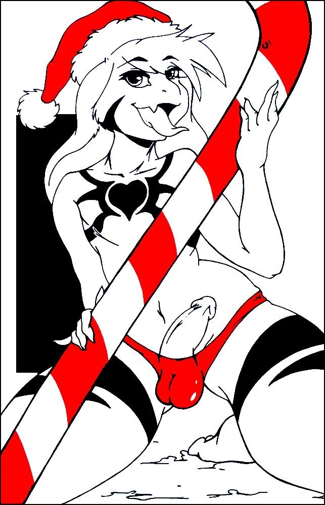 &lt;3 5_fingers anthro asriel_dreemurr balls boss_monster candy candy_cane caprine christmas clothing cute_fangs facial_markings floppy_ears food fur goat god_of_hyperdeath holidays horn karakylia male mammal markings open_mouth penis simple_background thong tongue tongue_out undertale video_games