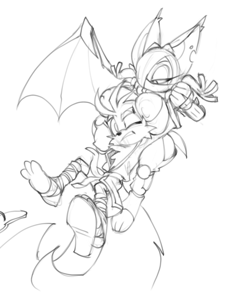 2_tails barefoot big_breasts bigdad breast_squish breasts canine chiropteran covered_mouth fox gi mammal miles_prower monochrome multi_tail nipple_slip nipples rouge_the_bat sonic_(series) wings